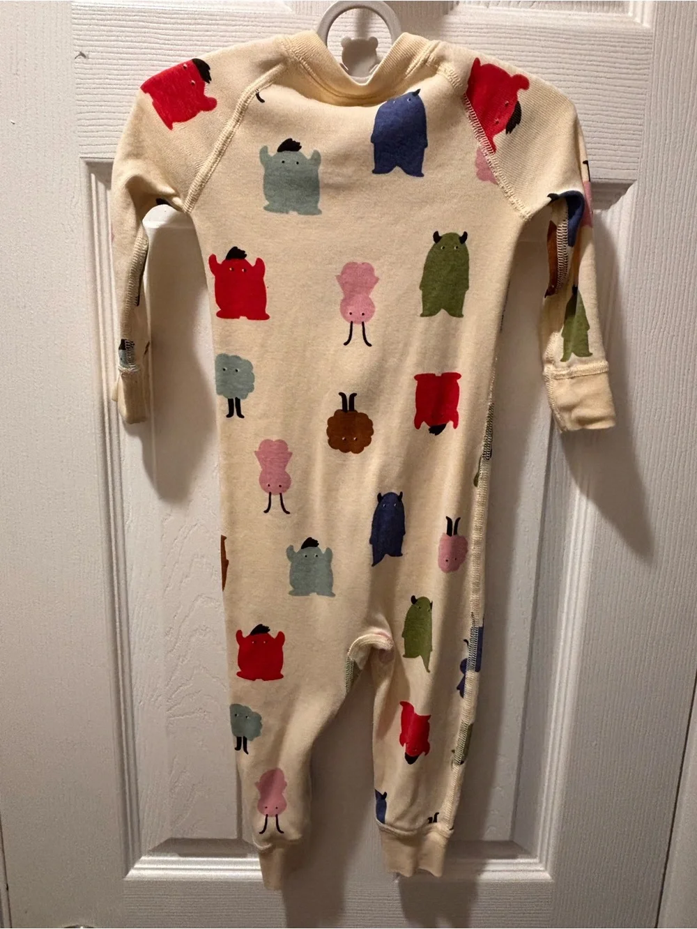 🎉 (18-24m) Hanna Andersson Cream One-Piece with Multicolor Monster Print